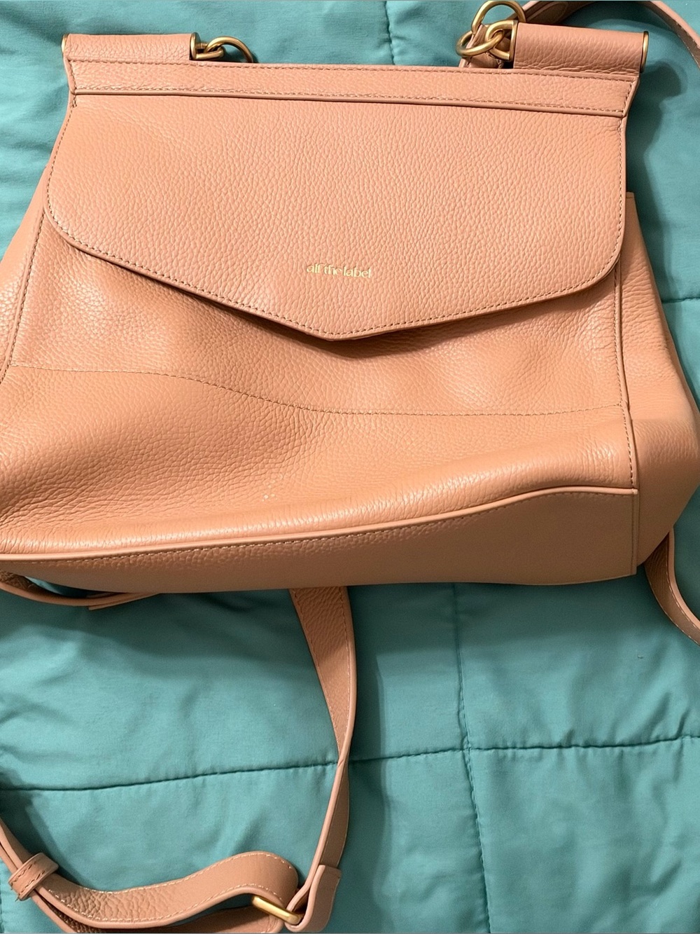All The Label Pebbled Shoulder Bag in Peach